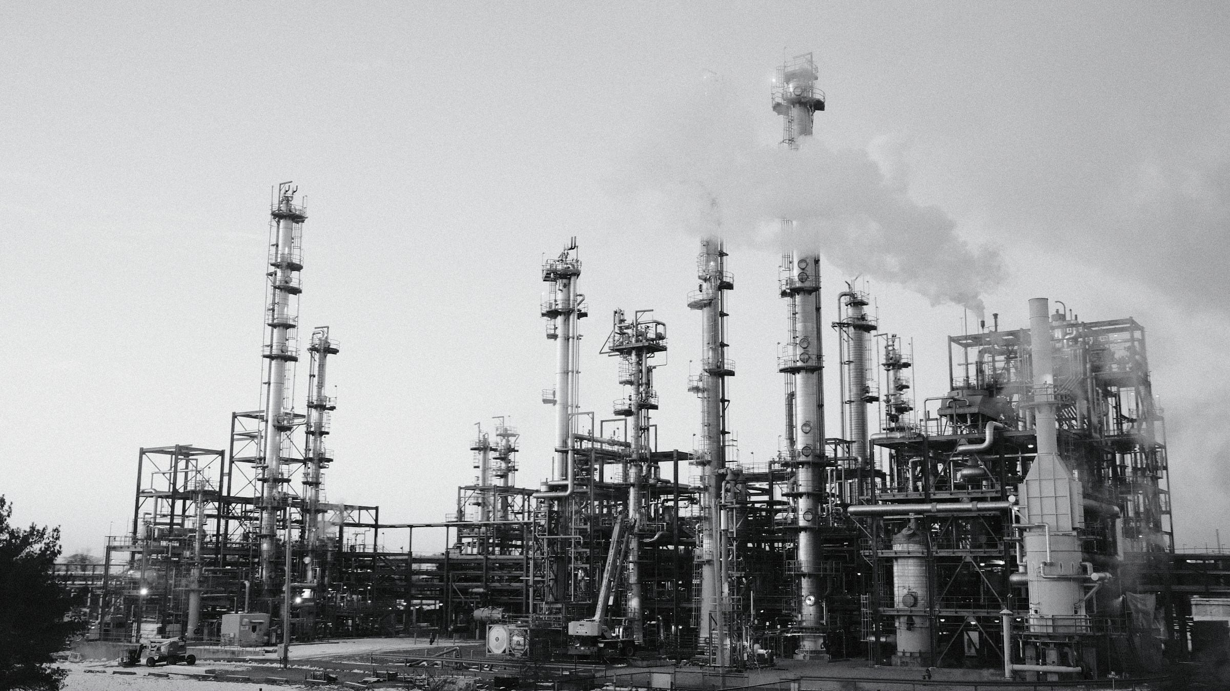 Industrial facility with steel structures and process equipment